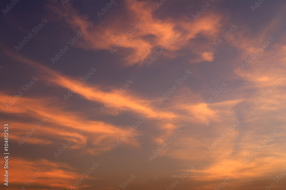 Sunset red sky and clouds backgrounds.