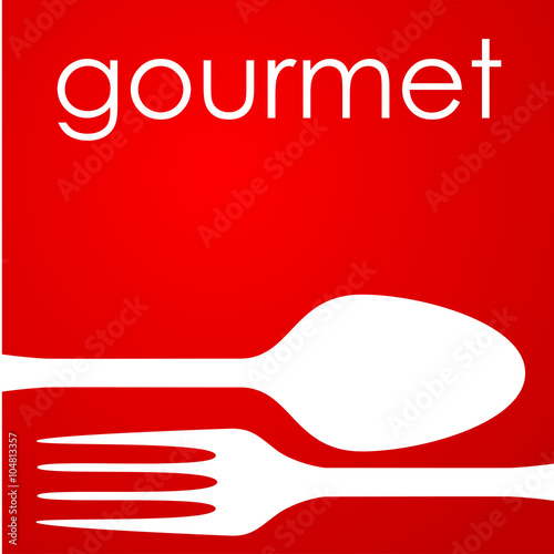 Icono plano gourmet y cubiertos sobre fondo degradado #1