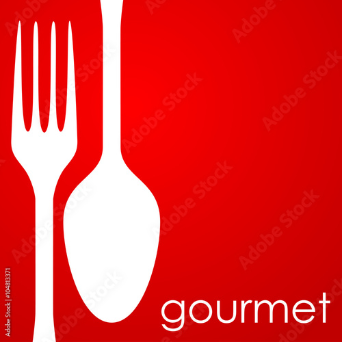 Icono plano gourmet y cubiertos sobre fondo degradado #2