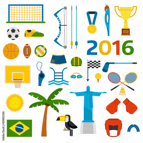 Rio summer olympic games icons vector illustration