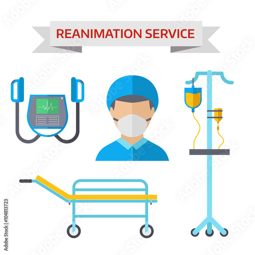 Ambulance reanimation symbols vector illustration