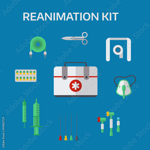 Ambulance reanimation icons vector illustration