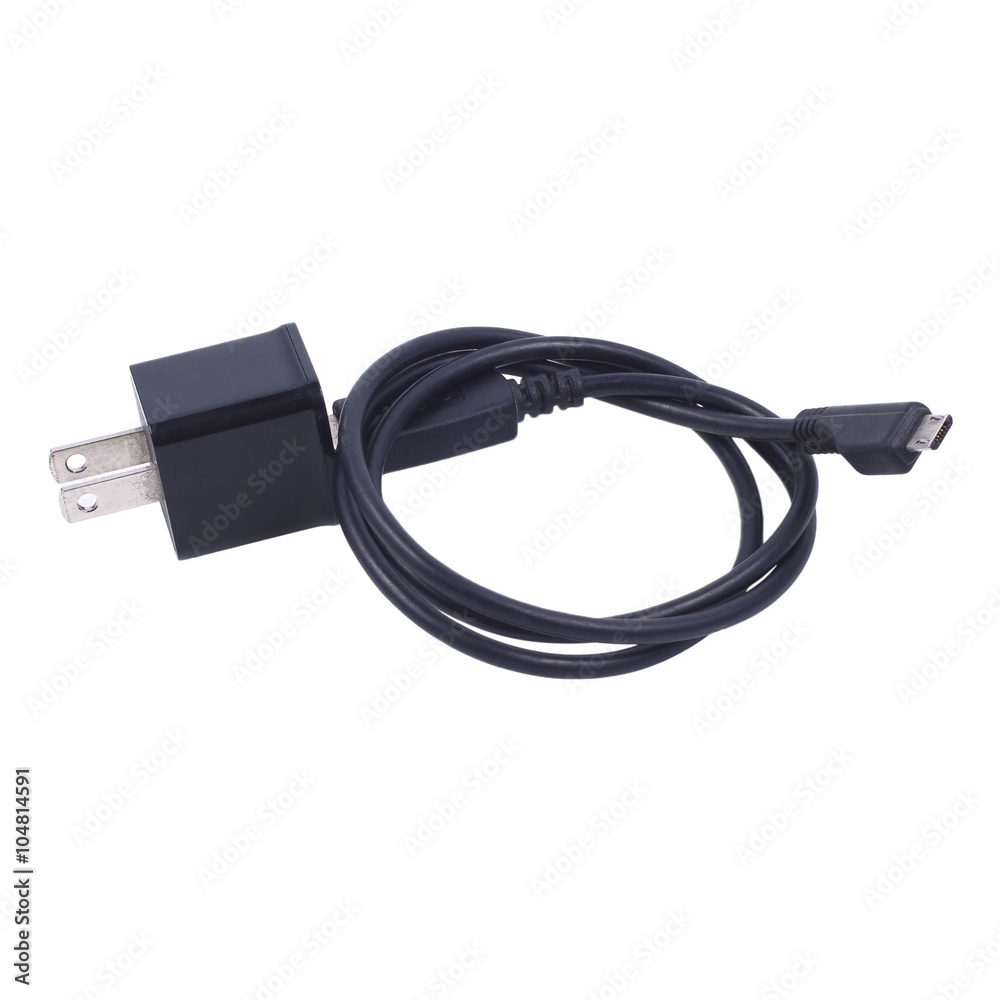Black charger with line isolated on white Black charger with line isolated on white