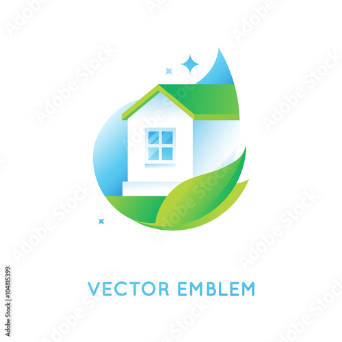 Vector logo design template in bright green gradient colors