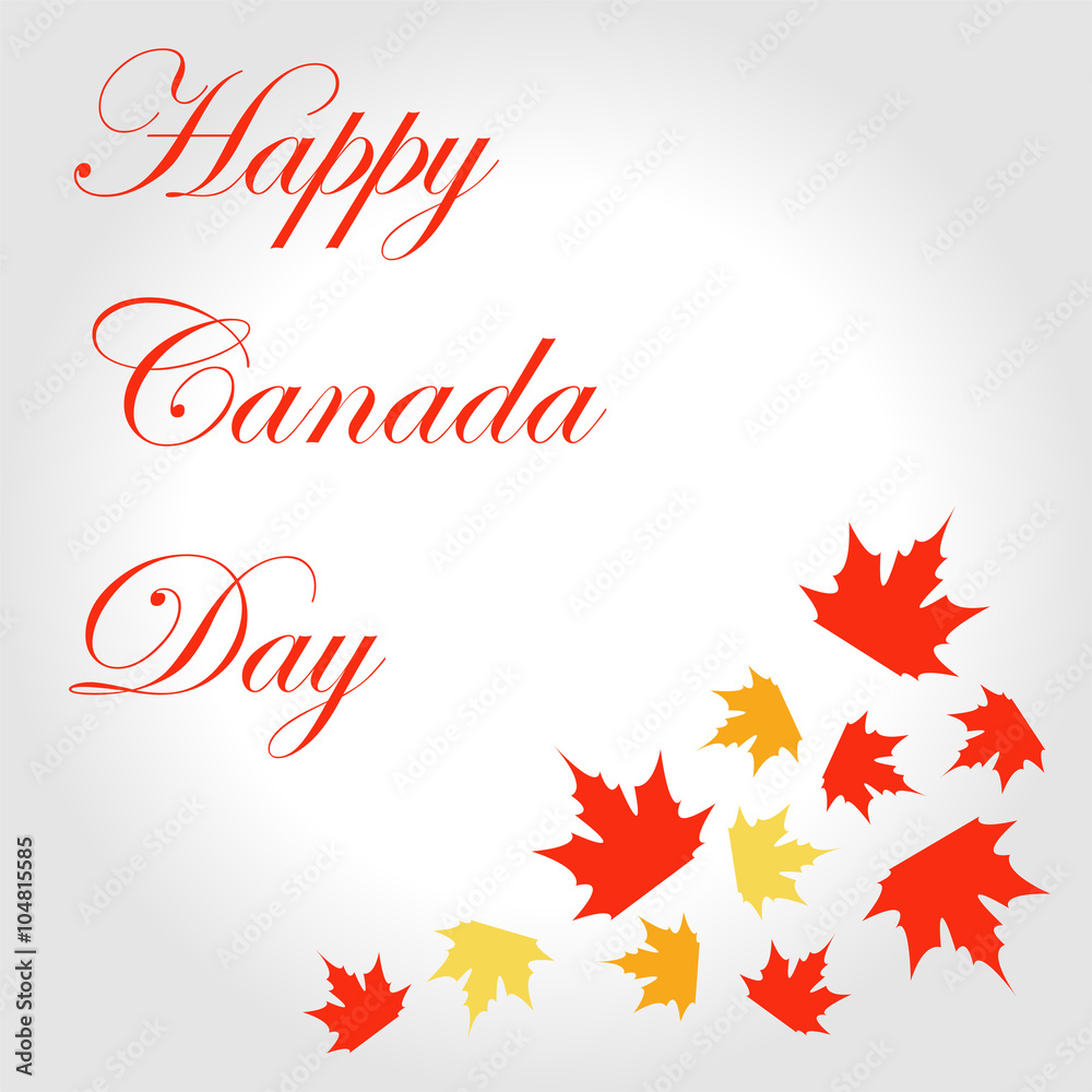 Happy Canada Day card with maple leaves Happy Canada Day card with maple leaves