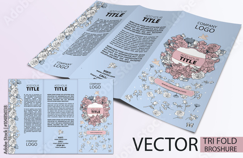 Floral Tri Fold Brochure ,  Hand Drawing