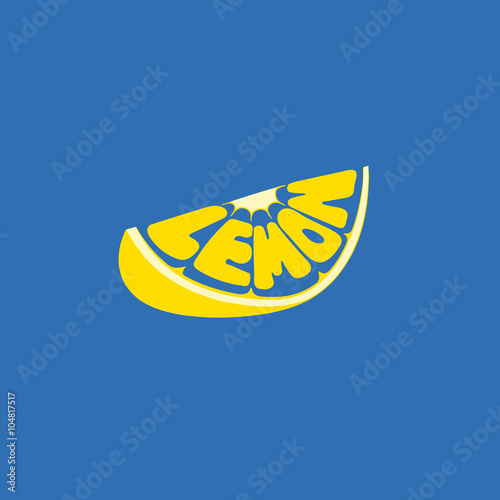 Lemon. Hand drawn vector illustration, lettering. Fruit text composition.