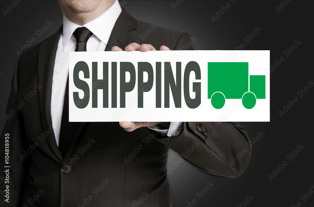 shipping sign is held by businessman background shipping sign is held by businessman background