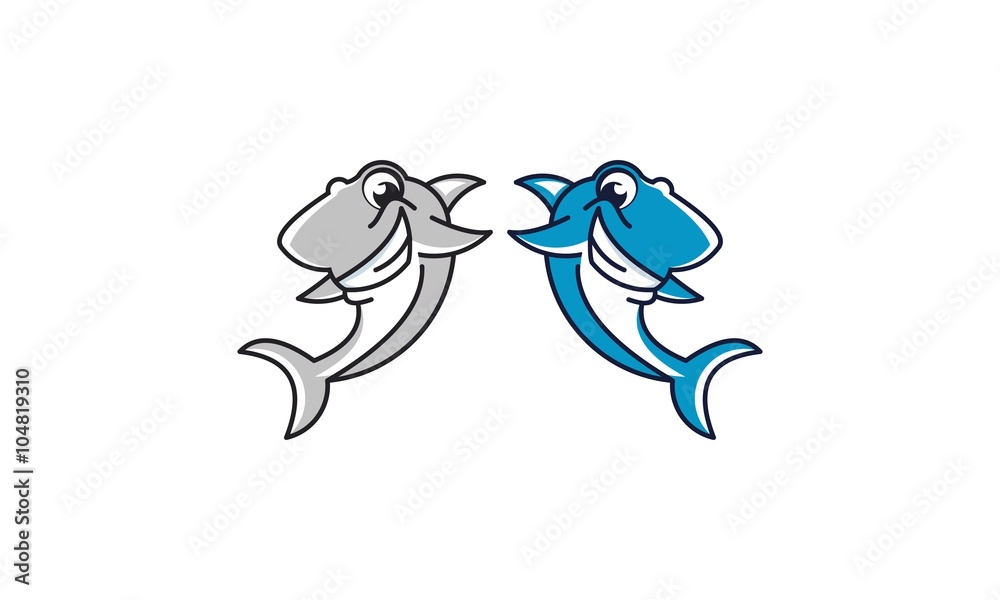 Fototapeta premium Twin Character Shark logo Mascot