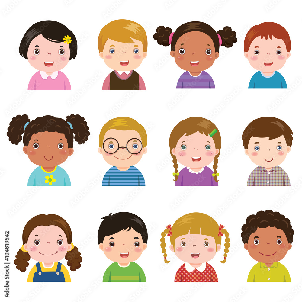 Set of different avatars of boys and girls Set of different avatars of boys and girls
