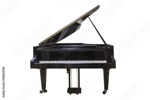 black Grand piano isolated on white background