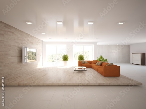 white modern interior design- 3d illustration © AntonSh