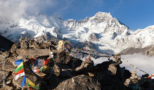 View from Gokyo Ri to mount Gyachung Kang 7952m photo