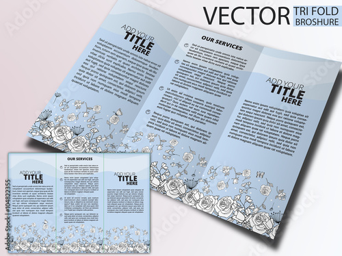 Floral Tri Fold Brochure ,  Hand Drawing