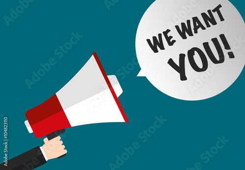 We want you! megaphone & speech bubble