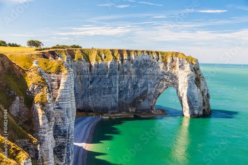 Etretat cliff, natural arch Normandy, France, Europe.