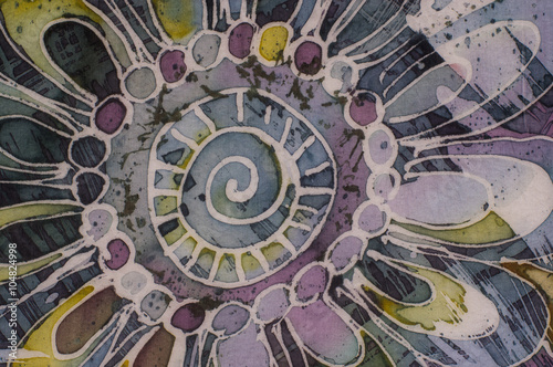 Flower  fragment  hot batik  background texture  handmade on silk abstract surrealism art