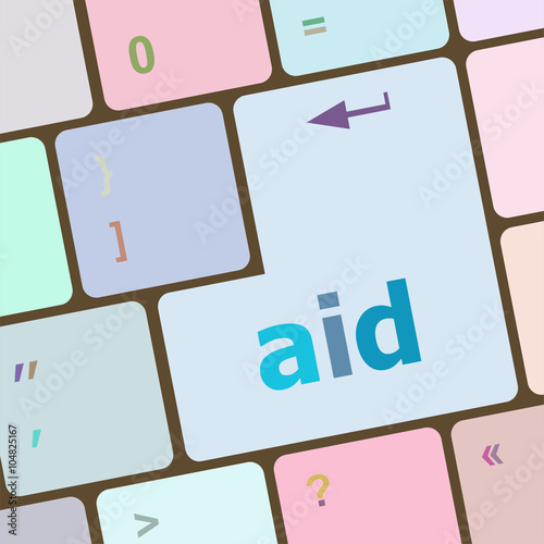 aid word with key on enter keyboard vector illustration