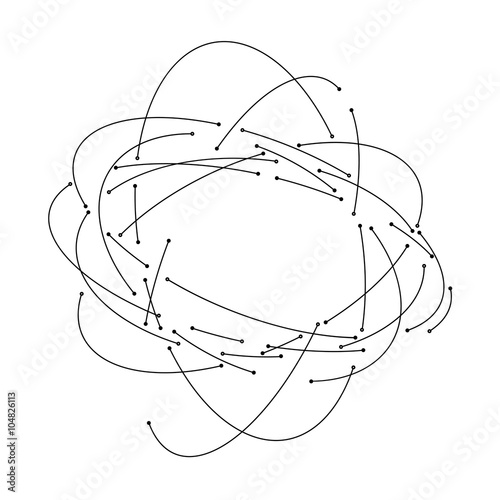 Vector orbit lines. Modern pattern with round stripes and points. Abstract crossing circle lines. Stylish lines and points technology illustration. Isolate digital elements.