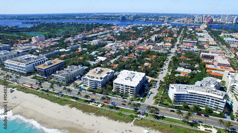 Palm Beach, Florida. Amazing aerial view of coastline