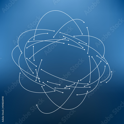 Vector orbit lines. Modern pattern with round stripes and points. Abstract crossing circle lines. Stylish lines and points technology illustration. Isolate digital elements.