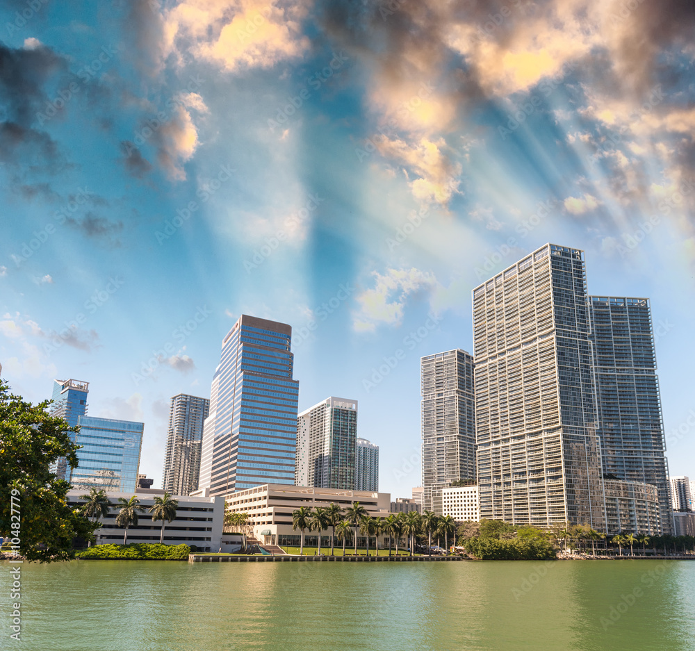 Beautiful skyline of Brickell Key, Miami - FL
