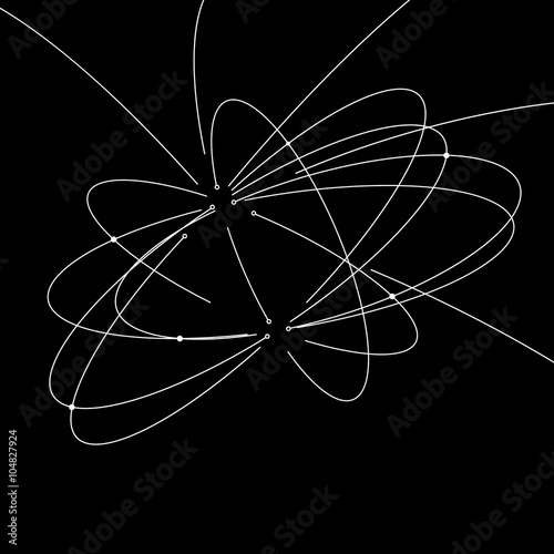 Vector orbit lines. Modern pattern with round stripes and points. Abstract crossing circle lines. Stylish lines and points technology illustration. Isolate digital elements.