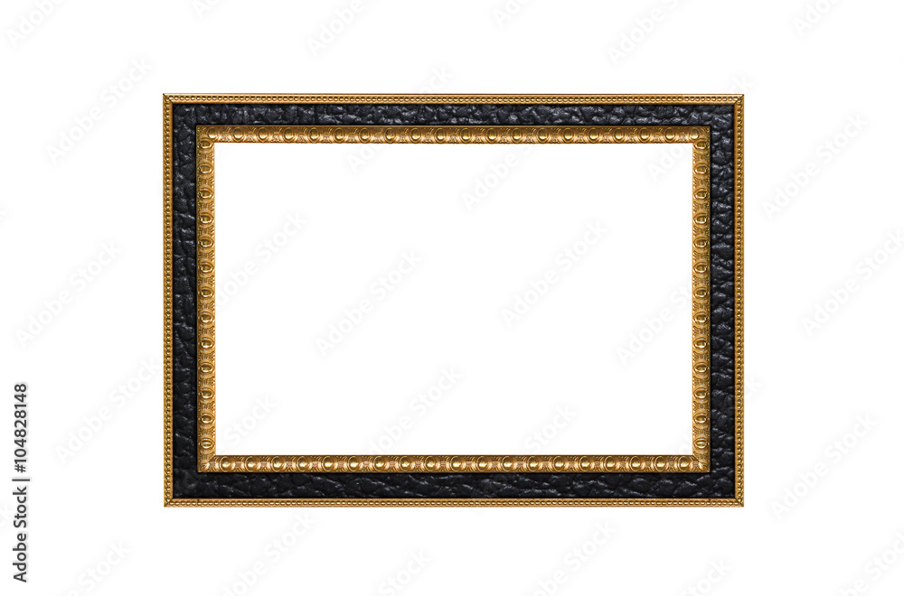 Black and gold wooden frame isolated on white Black and gold wooden frame isolated on white
