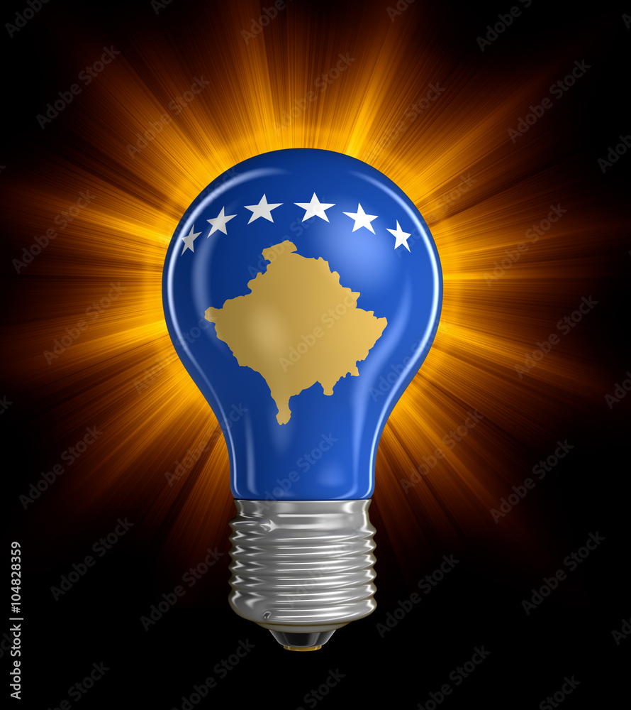 Light bulb with Republic of Kosovo flag. Image with clipping path Light bulb with Republic of Kosovo flag. Image with clipping path