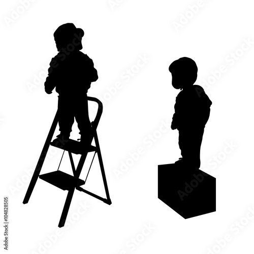 child on stairs illustration silhouette