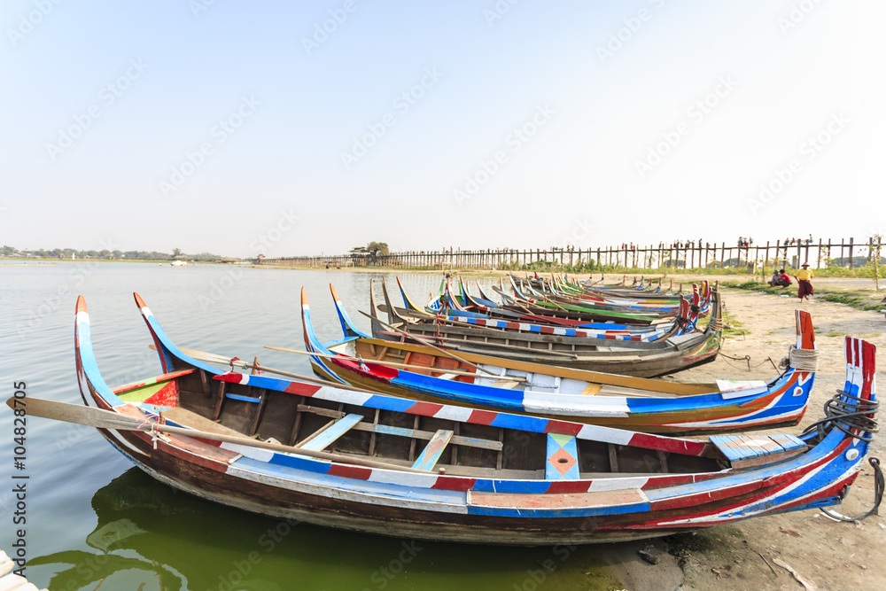 Boat on lake in Burma