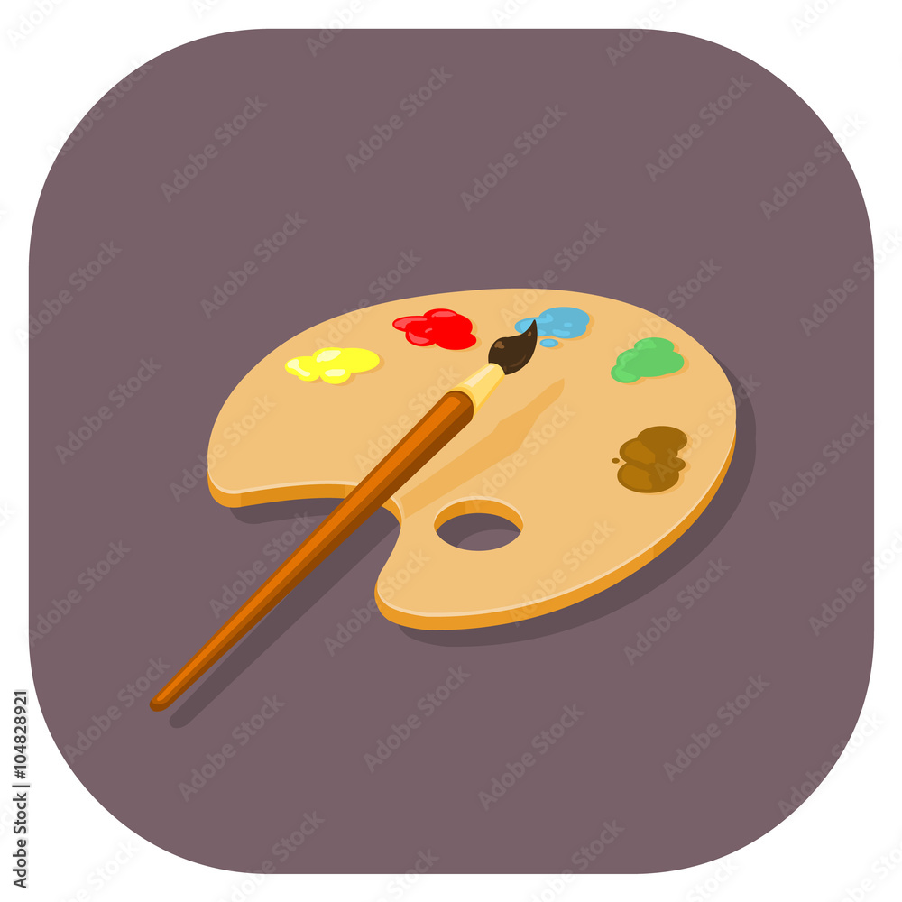 A vector illustration of an Artist icon.
Paintbrush and color pallet for mixing paints - Flat icon artistic concept. A vector illustration of an Artist icon.
Paintbrush and color pallet for mixing paints - Flat icon artistic concept.