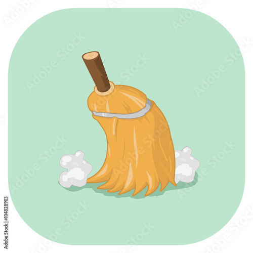 A vector illustration icon of a Retro broomstick cleaning.
Vintage cleaning and dusting broom - Flat icon spring cleaning concept.