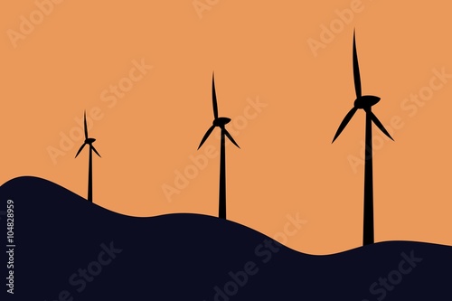 wind turbines silhouettes
