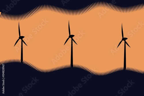 wind turbines silhouettes
