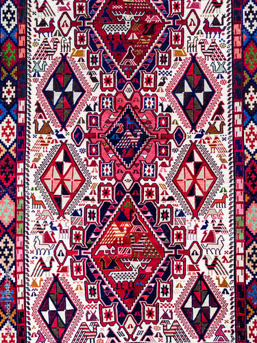 Traditional Georgian carpet. Carpets with typical geometrical pa