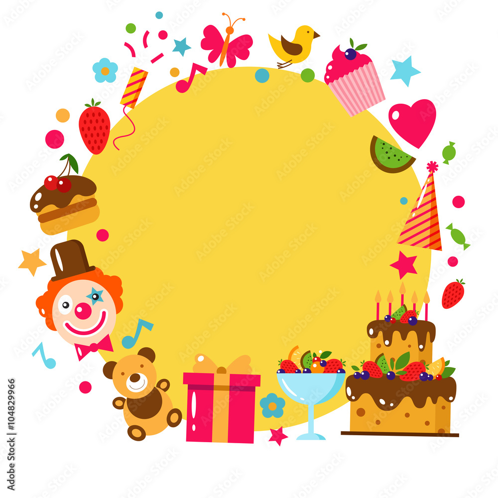 Naklejka premium Happy Birthday set, vector illustration