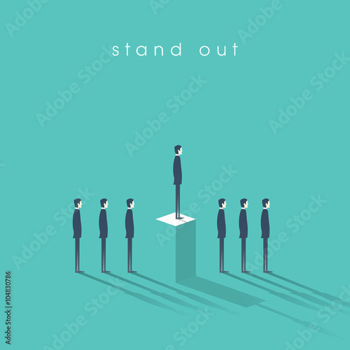 Standing out from the crowd business concept with businessmen in line. Talent or special skills symbol.