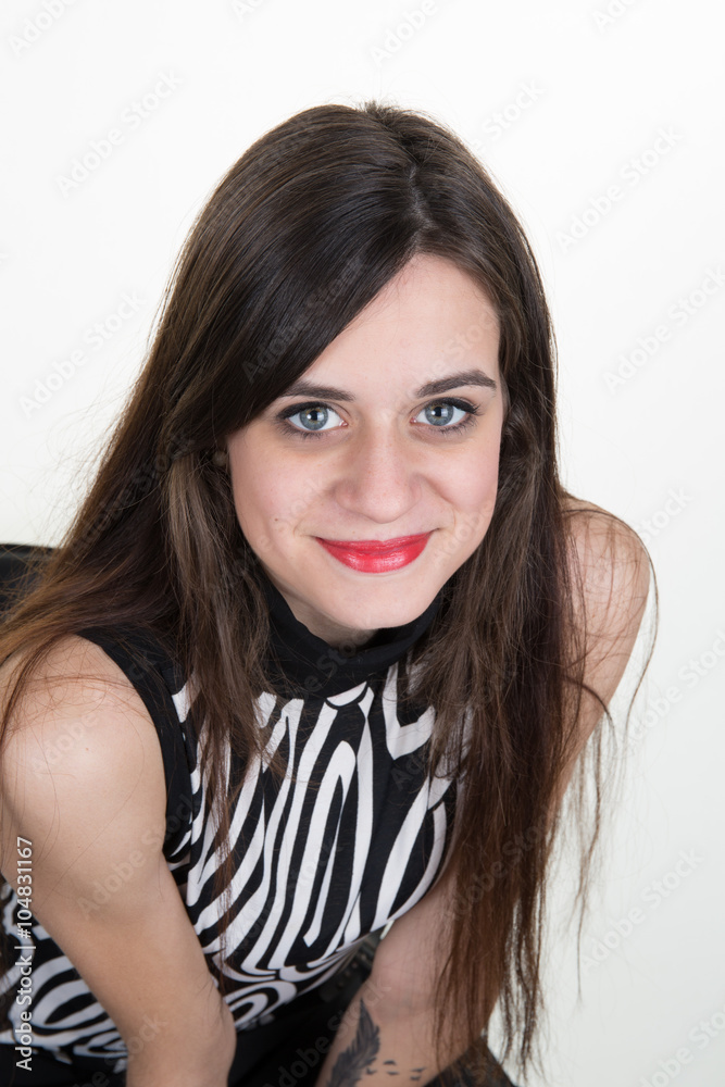 Portrait of a beautiful teenager girl with long hairs - isolated on white Portrait of a beautiful teenager girl with long hairs - isolated on white