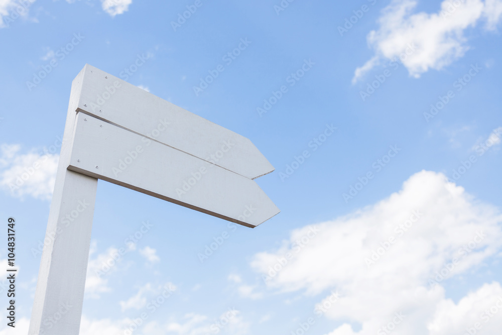White wood blank signpost