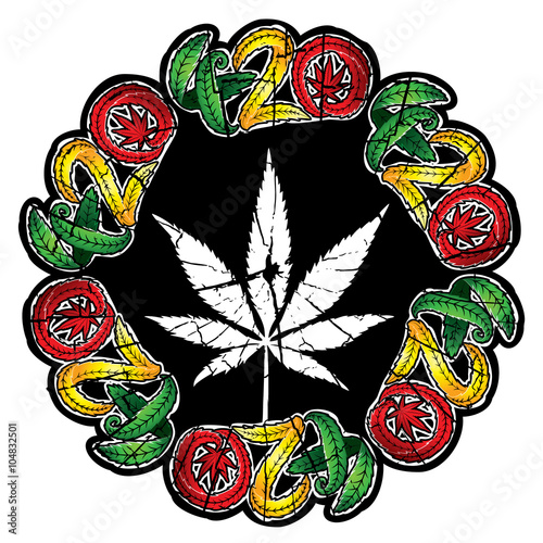 Marijuana leaf symbol stamps vector illustration