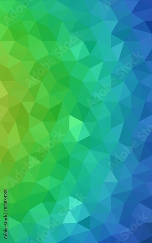 Multicolor green, blue polygonal design pattern, which consist of triangles and gradient in origami style.