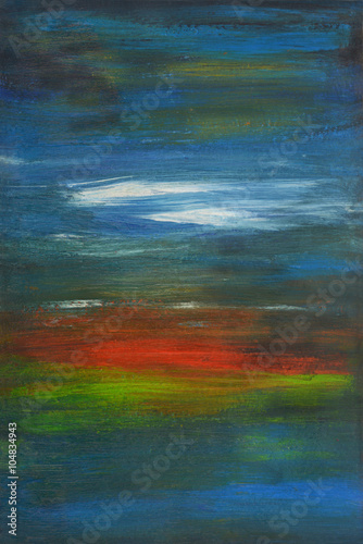 image of red sunset at sea abstract painting