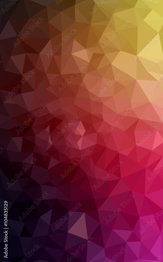 Fototapeta premium Multicolor dark pink, yellow polygonal design pattern, which consist of triangles and gradient in origami style.