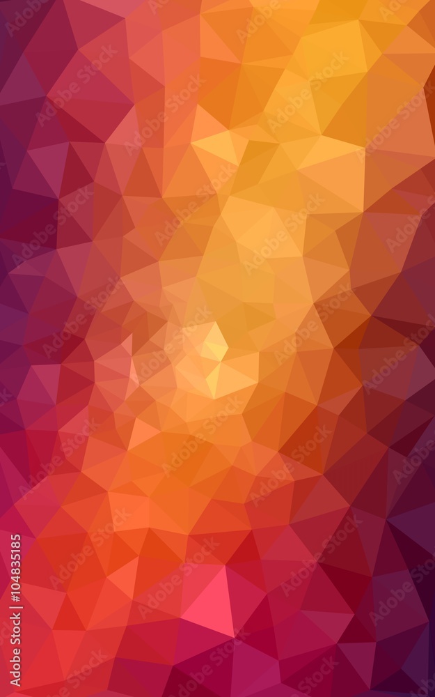 Fototapeta premium Multicolor dark pink, yellow polygonal design pattern, which consist of triangles and gradient in origami style.