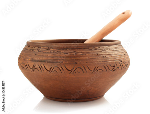 clay pot on white background