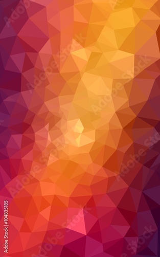 Multicolor dark pink, yellow polygonal design pattern, which consist of triangles and gradient in origami style.