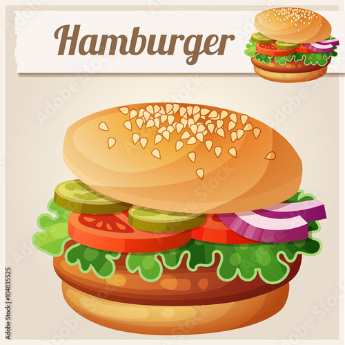 Hamburger. Cartoon vector icon
