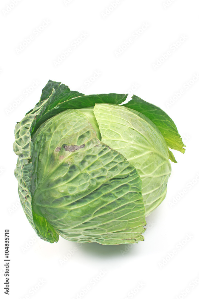 Fototapeta premium Fresh young cabbage isolated on white