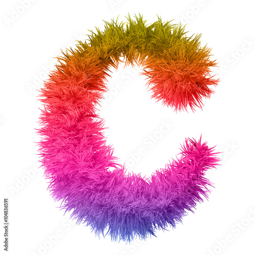 Conceptual 3D abstract colorful hair or fur isolated